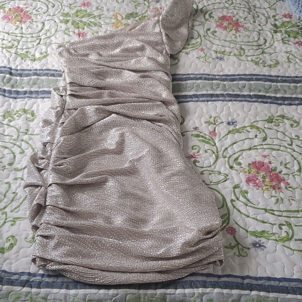 Express Silver one shoulder dress Size 6